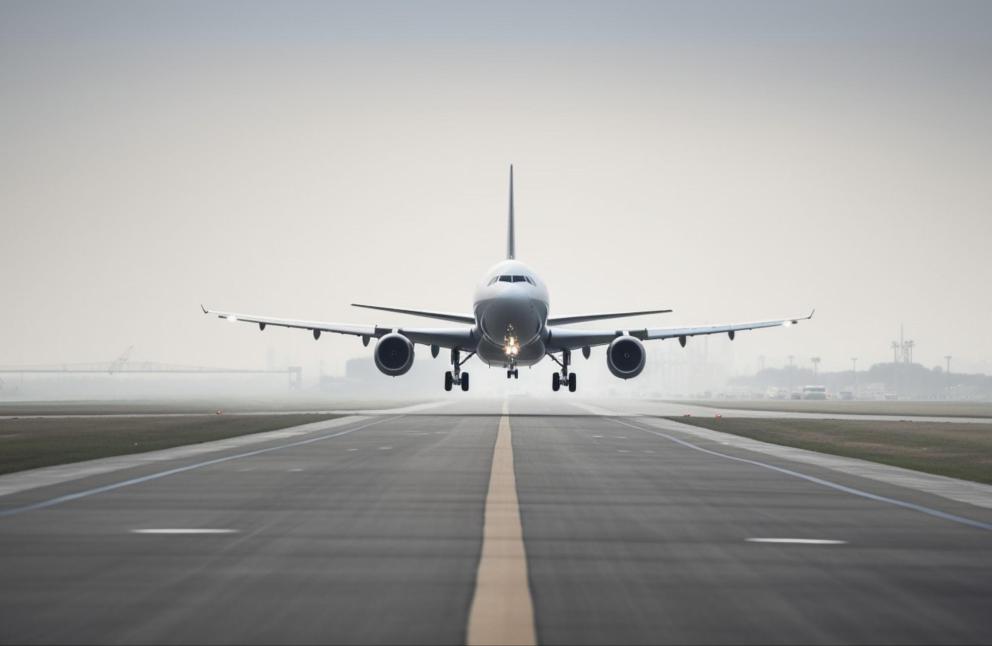 Plane landing on runway